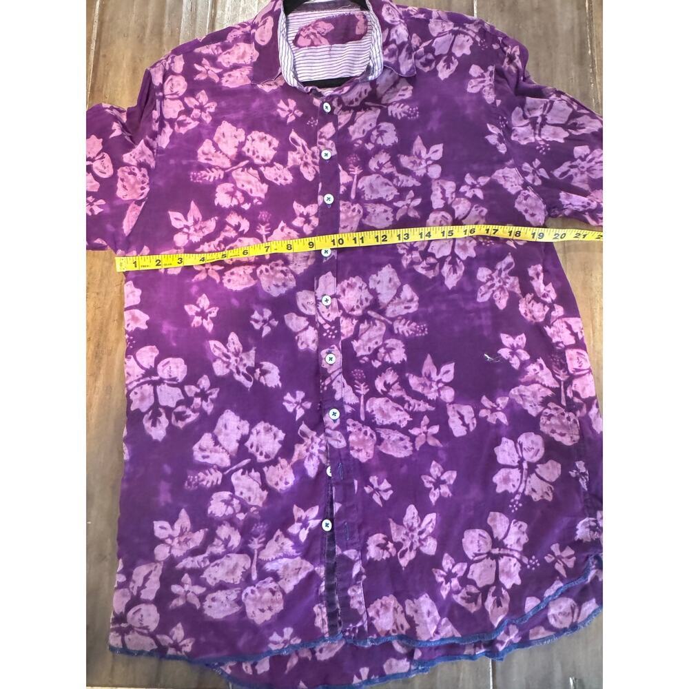 Arnold Zimberg Mens Purple Lightweight Button Down Shirt Bold Colorful SIZE S/M - Picture 8 of 8